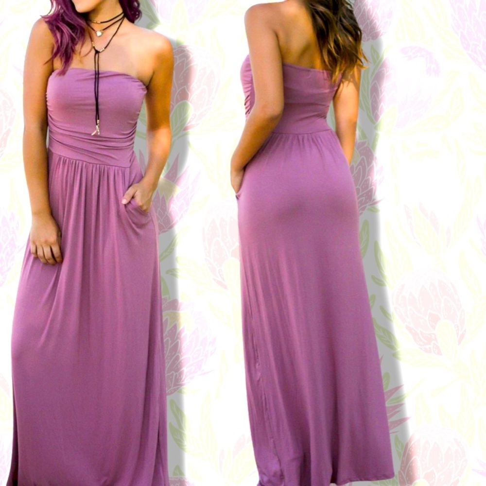 Mauve Large Strapless Maxi